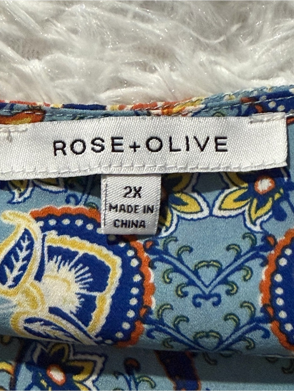 Rose + Olive Womens 2X Boho Top Multicolor Short Puff Sleeve Casual Office Artsy - Picture 4 of 9